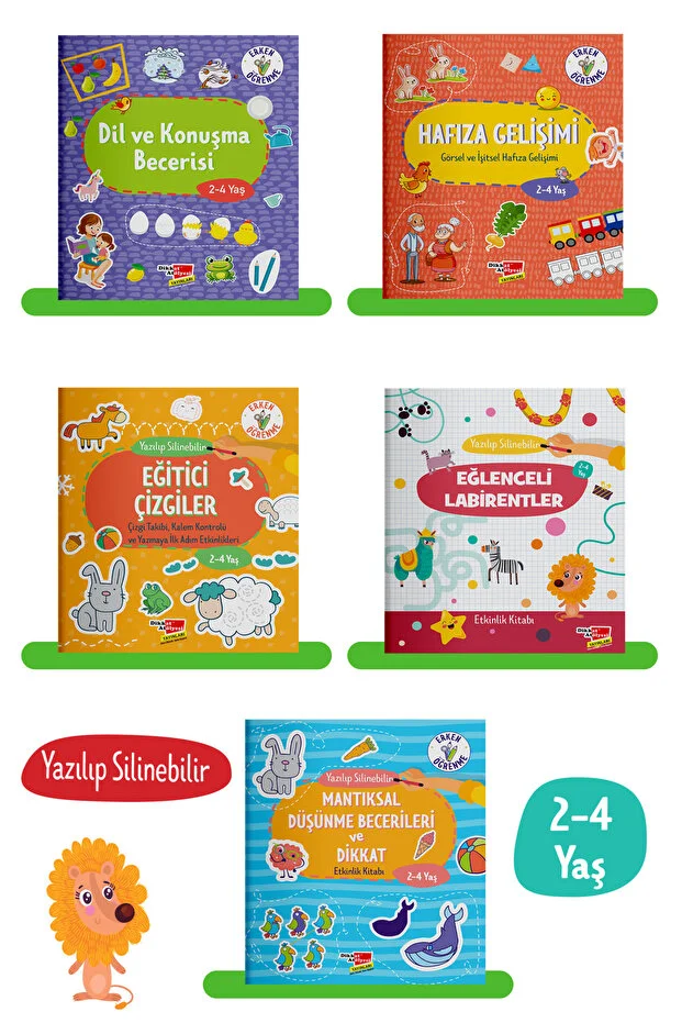 2-4 Yaş 5'li set Evde Etkinlik Zeka Ve Dikkat Gelişimi 2-4 Yaş 5'li set Evde Etkinlik Zeka Ve Dikkat Gelişimi